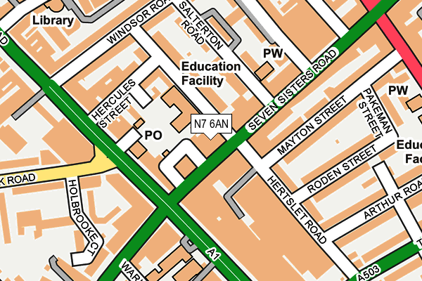 N7 6AN map - OS OpenMap – Local (Ordnance Survey) N7 6AN map - OS OpenMap – Local (Ordnance Survey)