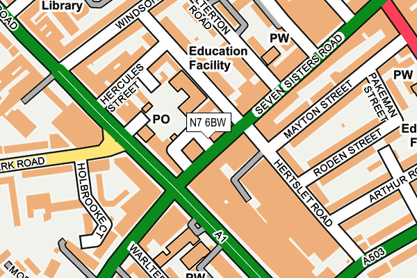 N7 6BW map - OS OpenMap – Local (Ordnance Survey) N7 6BW map - OS OpenMap – Local (Ordnance Survey)