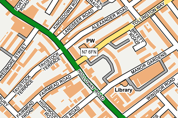 N7 6FN map - OS OpenMap – Local (Ordnance Survey)