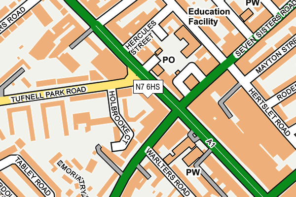 N7 6HS map - OS OpenMap – Local (Ordnance Survey) N7 6HS map - OS OpenMap – Local (Ordnance Survey)