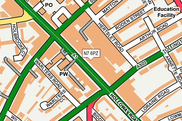 N7 6PZ map - OS OpenMap – Local (Ordnance Survey) N7 6PZ map - OS OpenMap – Local (Ordnance Survey)