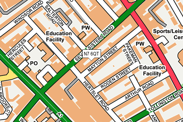N7 6QT map - OS OpenMap – Local (Ordnance Survey)