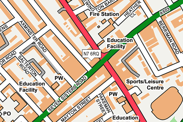 N7 6RQ map - OS OpenMap – Local (Ordnance Survey)