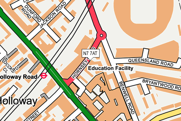 N7 7AT map - OS OpenMap – Local (Ordnance Survey)