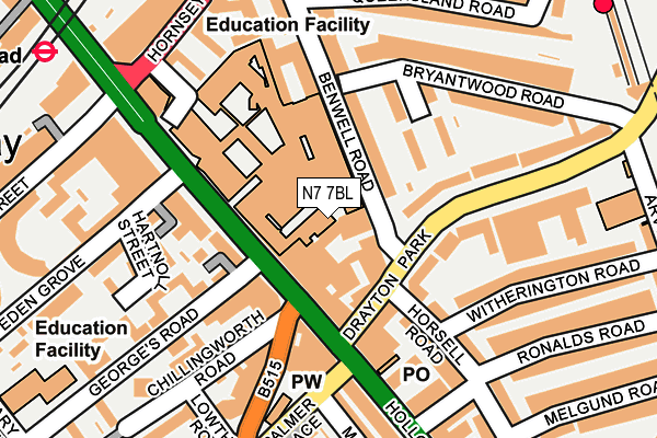 N7 7BL map - OS OpenMap – Local (Ordnance Survey) N7 7BL map - OS OpenMap – Local (Ordnance Survey)