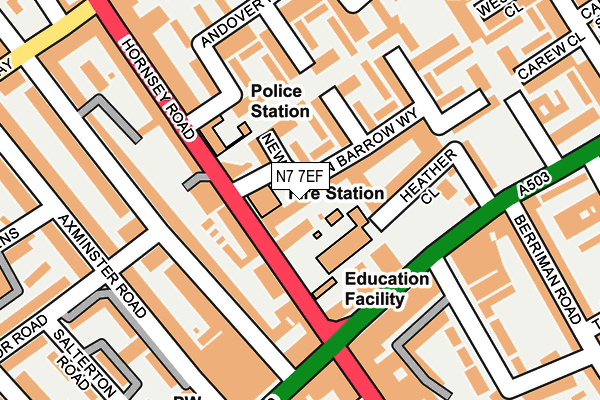N7 7EF map - OS OpenMap – Local (Ordnance Survey)