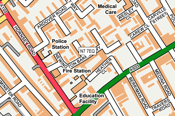 N7 7EQ map - OS OpenMap – Local (Ordnance Survey)