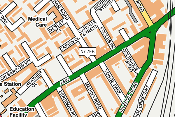 N7 7FB map - OS OpenMap – Local (Ordnance Survey) N7 7FB map - OS OpenMap – Local (Ordnance Survey)
