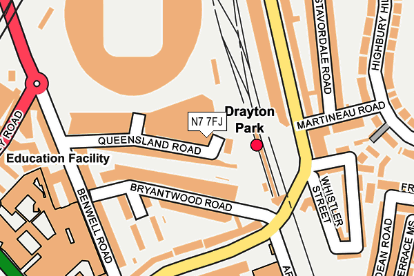 N7 7FJ map - OS OpenMap – Local (Ordnance Survey) N7 7FJ map - OS OpenMap – Local (Ordnance Survey)