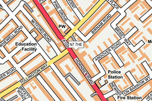 N7 7HE map - OS OpenMap – Local (Ordnance Survey)
