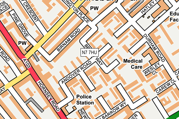 N7 7HU map - OS OpenMap – Local (Ordnance Survey) N7 7HU map - OS OpenMap – Local (Ordnance Survey)