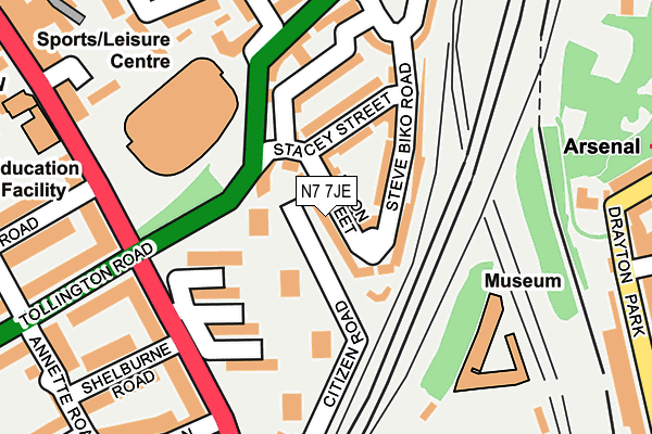 N7 7JE map - OS OpenMap – Local (Ordnance Survey) N7 7JE map - OS OpenMap – Local (Ordnance Survey)