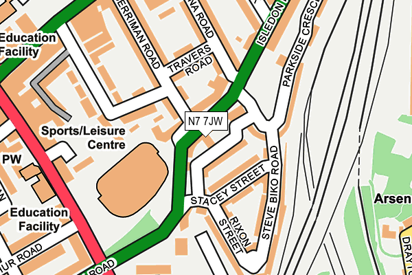 N7 7JW map - OS OpenMap – Local (Ordnance Survey) N7 7JW map - OS OpenMap – Local (Ordnance Survey)