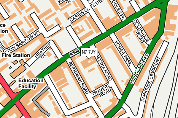N7 7JY map - OS OpenMap – Local (Ordnance Survey) N7 7JY map - OS OpenMap – Local (Ordnance Survey)