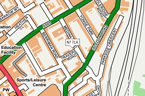 N7 7LA map - OS OpenMap – Local (Ordnance Survey)