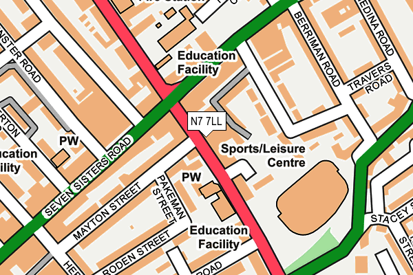 N7 7LL map - OS OpenMap – Local (Ordnance Survey)