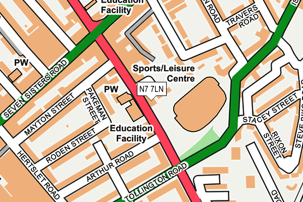 N7 7LN map - OS OpenMap – Local (Ordnance Survey) N7 7LN map - OS OpenMap – Local (Ordnance Survey)