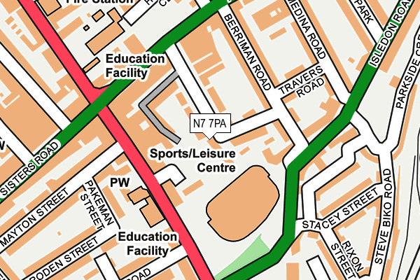 N7 7PA map - OS OpenMap – Local (Ordnance Survey) N7 7PA map - OS OpenMap – Local (Ordnance Survey)