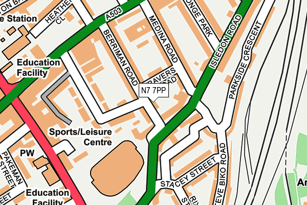 N7 7PP map - OS OpenMap – Local (Ordnance Survey) N7 7PP map - OS OpenMap – Local (Ordnance Survey)