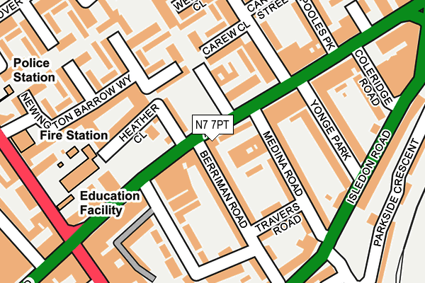 N7 7PT map - OS OpenMap – Local (Ordnance Survey)