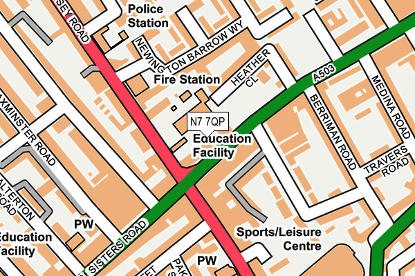 N7 7QP map - OS OpenMap – Local (Ordnance Survey) N7 7QP map - OS OpenMap – Local (Ordnance Survey)