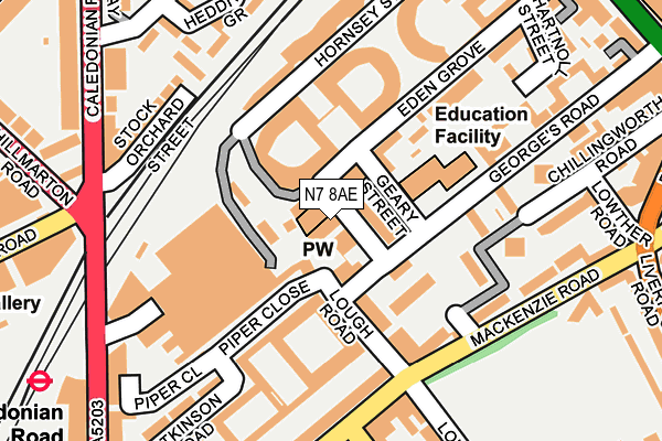 N7 8AE map - OS OpenMap – Local (Ordnance Survey) N7 8AE map - OS OpenMap – Local (Ordnance Survey)