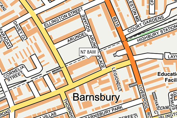 N7 8AW map - OS OpenMap – Local (Ordnance Survey) N7 8AW map - OS OpenMap – Local (Ordnance Survey)