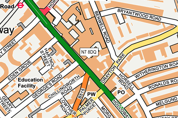 N7 8DQ map - OS OpenMap – Local (Ordnance Survey) N7 8DQ map - OS OpenMap – Local (Ordnance Survey)