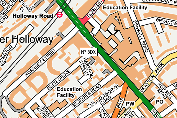 N7 8DX map - OS OpenMap – Local (Ordnance Survey)