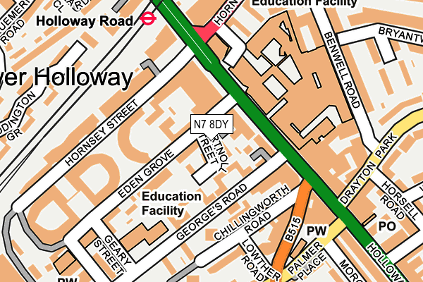 N7 8DY map - OS OpenMap – Local (Ordnance Survey) N7 8DY map - OS OpenMap – Local (Ordnance Survey)