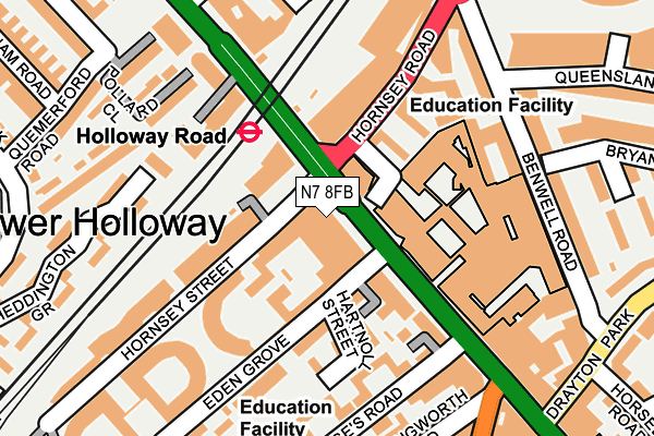 N7 8FB map - OS OpenMap – Local (Ordnance Survey) N7 8FB map - OS OpenMap – Local (Ordnance Survey)