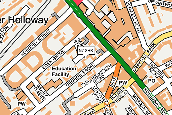 N7 8HB map - OS OpenMap – Local (Ordnance Survey) N7 8HB map - OS OpenMap – Local (Ordnance Survey)