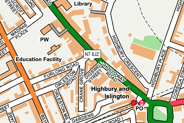 N7 8JZ map - OS OpenMap – Local (Ordnance Survey) N7 8JZ map - OS OpenMap – Local (Ordnance Survey)