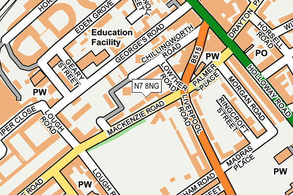 N7 8NG map - OS OpenMap – Local (Ordnance Survey) N7 8NG map - OS OpenMap – Local (Ordnance Survey)
