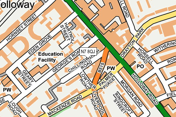 N7 8QJ map - OS OpenMap – Local (Ordnance Survey) N7 8QJ map - OS OpenMap – Local (Ordnance Survey)