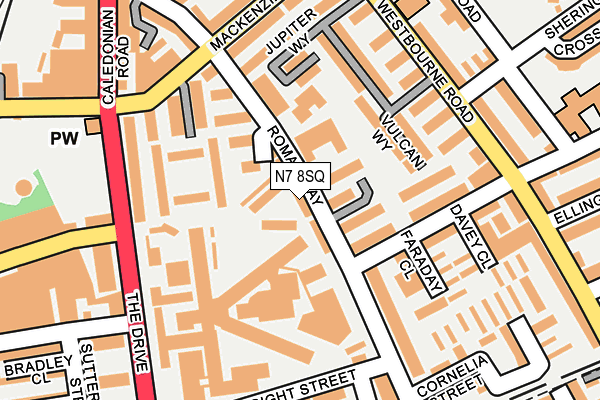 N7 8SQ map - OS OpenMap – Local (Ordnance Survey) N7 8SQ map - OS OpenMap – Local (Ordnance Survey)