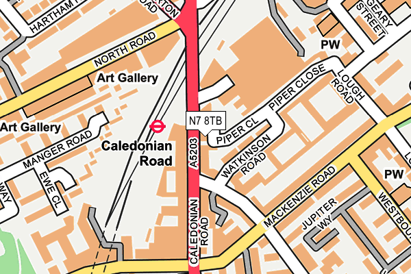 N7 8TB map - OS OpenMap – Local (Ordnance Survey)