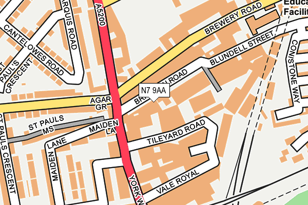 N7 9AA map - OS OpenMap – Local (Ordnance Survey) N7 9AA map - OS OpenMap – Local (Ordnance Survey)