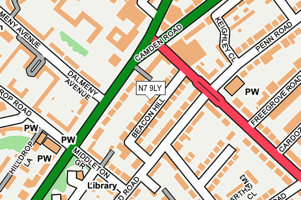 N7 9LY map - OS OpenMap – Local (Ordnance Survey)