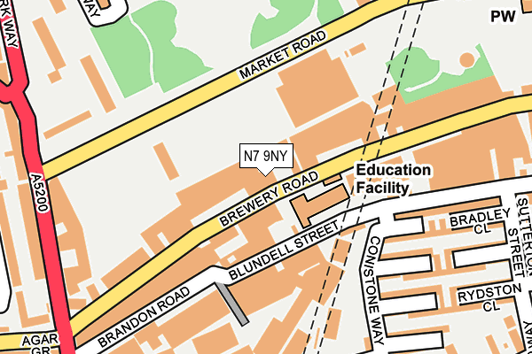 N7 9NY map - OS OpenMap – Local (Ordnance Survey) N7 9NY map - OS OpenMap – Local (Ordnance Survey)