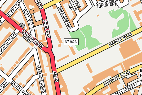 N7 9QA map - OS OpenMap – Local (Ordnance Survey) N7 9QA map - OS OpenMap – Local (Ordnance Survey)