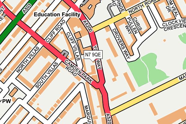 N7 9QE map - OS OpenMap – Local (Ordnance Survey) N7 9QE map - OS OpenMap – Local (Ordnance Survey)