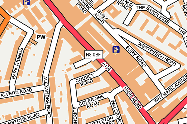 N8 0BF map - OS OpenMap – Local (Ordnance Survey) N8 0BF map - OS OpenMap – Local (Ordnance Survey)
