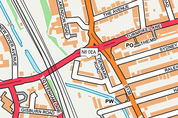 N8 0EA map - OS OpenMap – Local (Ordnance Survey) N8 0EA map - OS OpenMap – Local (Ordnance Survey)