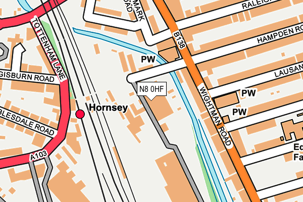 N8 0HF map - OS OpenMap – Local (Ordnance Survey) N8 0HF map - OS OpenMap – Local (Ordnance Survey)