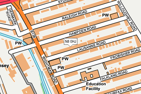 N8 0HJ map - OS OpenMap – Local (Ordnance Survey)