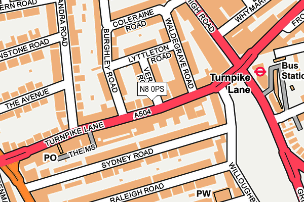 N8 0PS map - OS OpenMap – Local (Ordnance Survey)