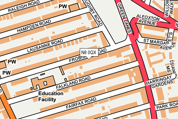 N8 0QX map - OS OpenMap – Local (Ordnance Survey) N8 0QX map - OS OpenMap – Local (Ordnance Survey)