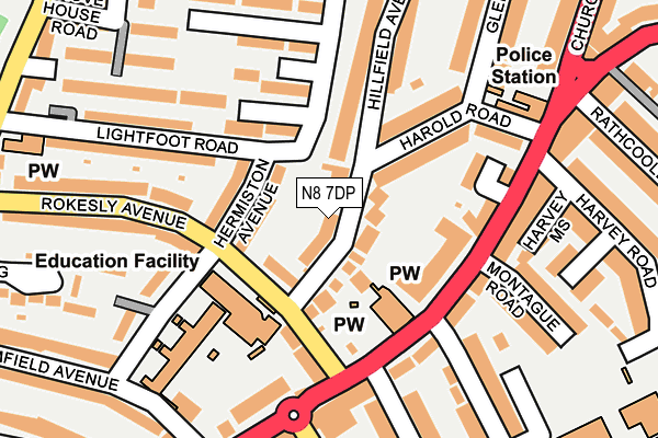 N8 7DP map - OS OpenMap – Local (Ordnance Survey) N8 7DP map - OS OpenMap – Local (Ordnance Survey)