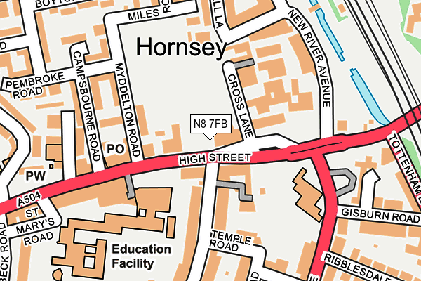 N8 7FB map - OS OpenMap – Local (Ordnance Survey) N8 7FB map - OS OpenMap – Local (Ordnance Survey)